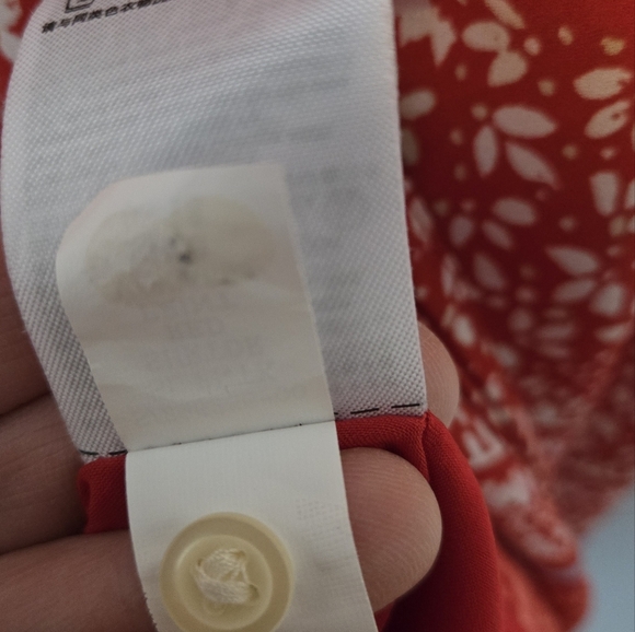 Gap Cherry Red Floral Girlie Cute Dress Spring Summer Flowy Sheer Pocket Size M - Picture 12 of 12